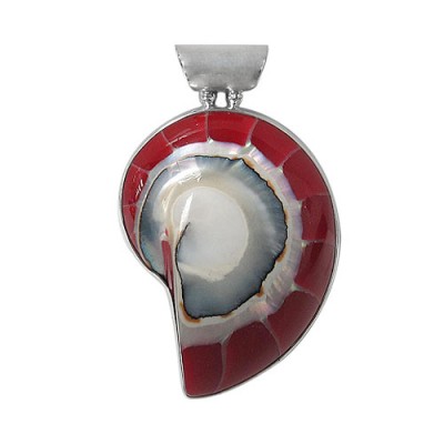 Red Shell Pendant, Sterling Silver